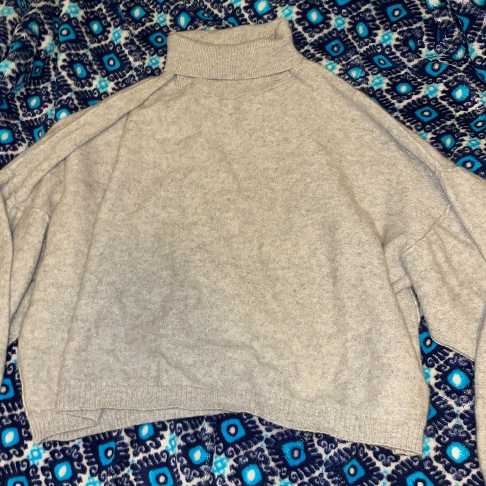 Grey fuzzy turtle neck sweater